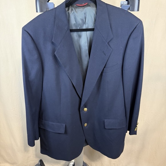 Hart Schaffner Marx Other - Hart Schaffner Marx Men's Navy Blue Blazer Size 46L Union Made Wool 2-Button
